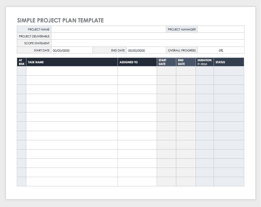 project timeline template